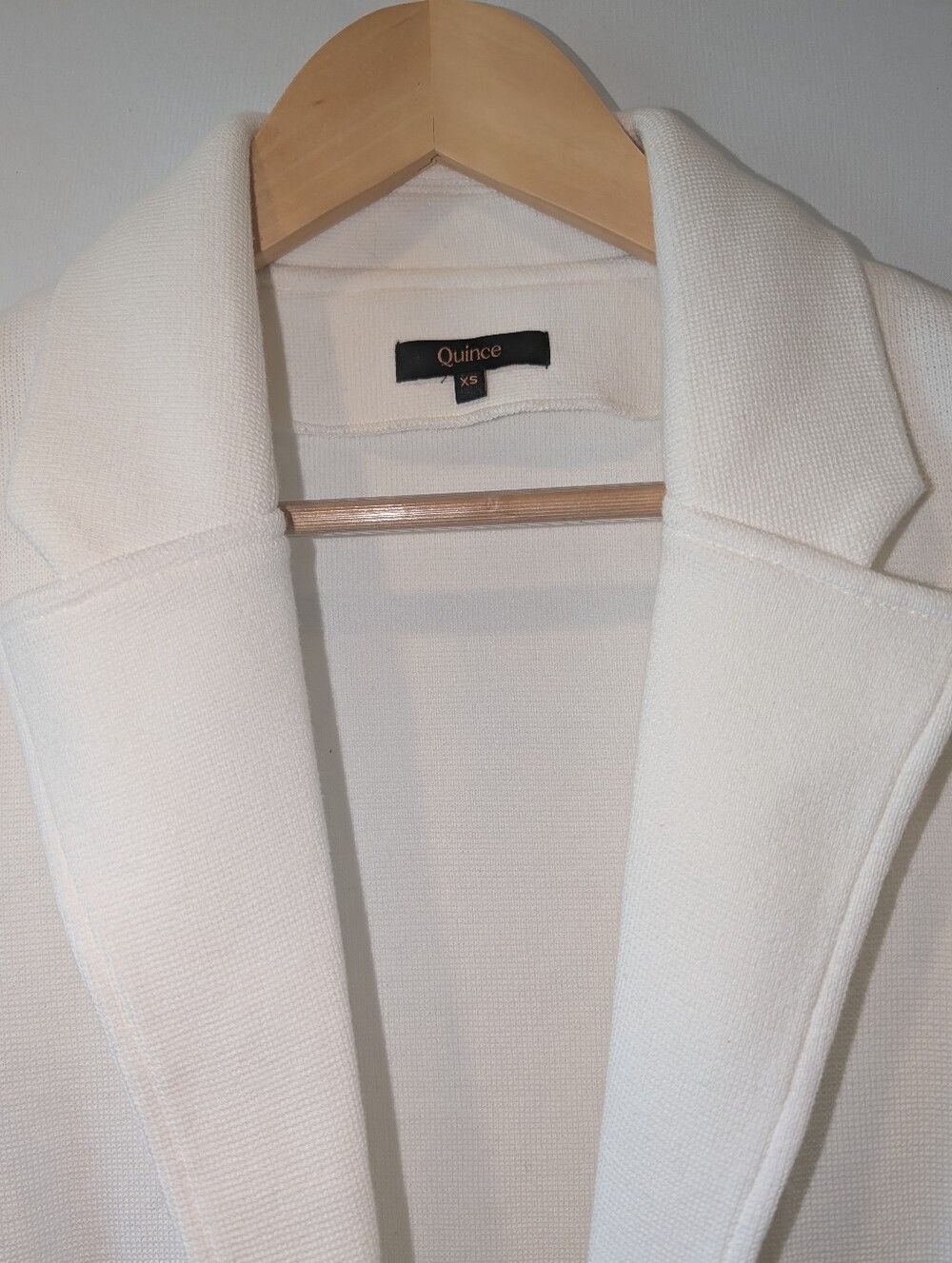 Quince 100% Organic White Open-Front Knit Blazer Cardigan - Picture 2 of 6